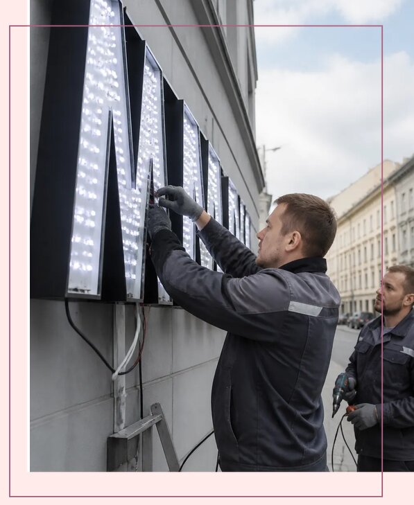 Изготовление и монтаж светодиодных LED вывесок в Кохме