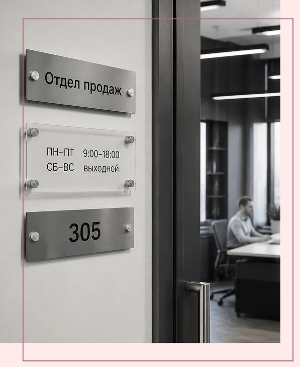 Офисные таблички на дверь в Кохме по цене от 5090 р. | Аванза-Кхм